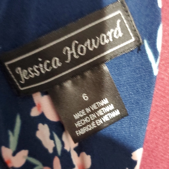 Jessica Howard Blue and Pink Sleeveless V-Neck Sundress Wrap Bodice Top Size 6 - Picture 6 of 7
